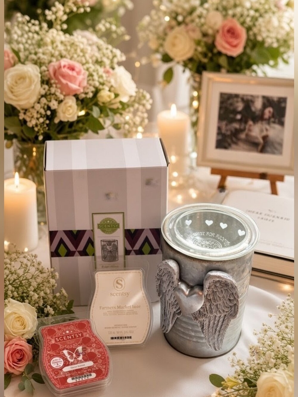NWT Scentsy Angel Wings  17 Cm Heart  Warmer. Free Adds - Farmers Market & Berry